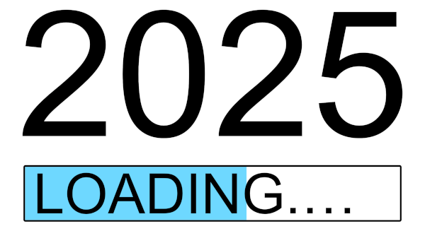 graphic illustrating the year 2025 as loading