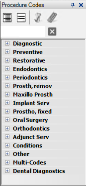 The Procedure Codes panel
