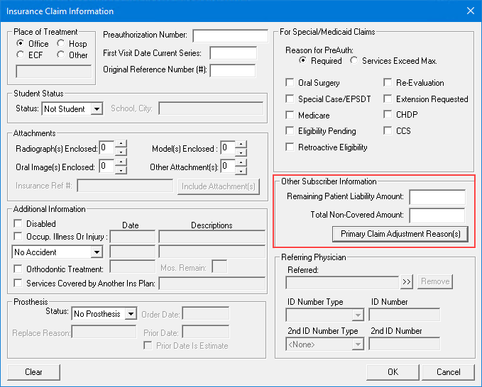 Completing the Claim Adjustment Segment of primary insurance claims