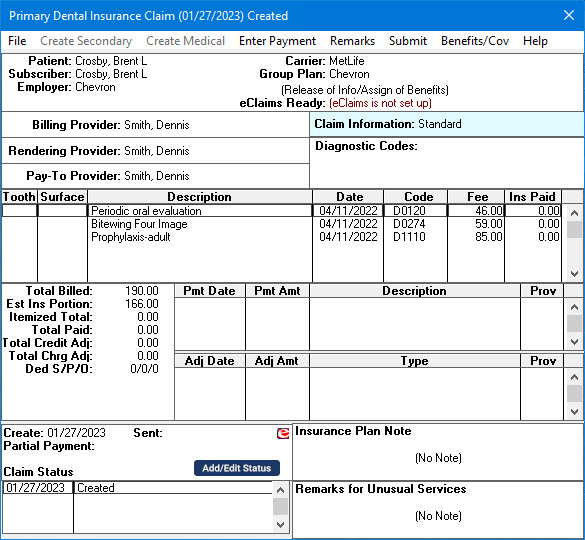 Posting dental insurance payments