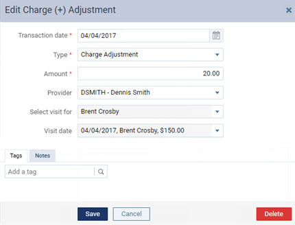 Editing charge adjustments