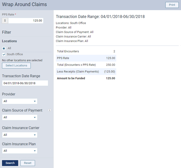 Wrap Around Claims Report