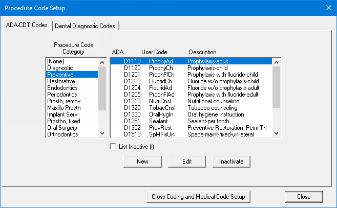 Showing procedure codes in Chart