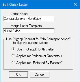 Editing letters in Quick Letters