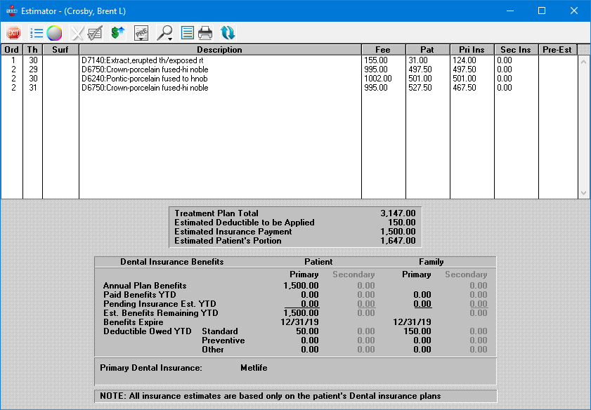 Chart Starting the Estimator