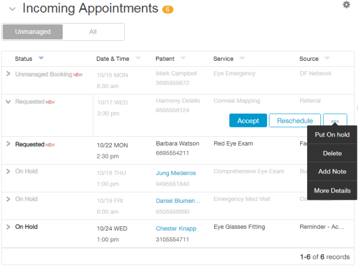 Dashboard appointments
